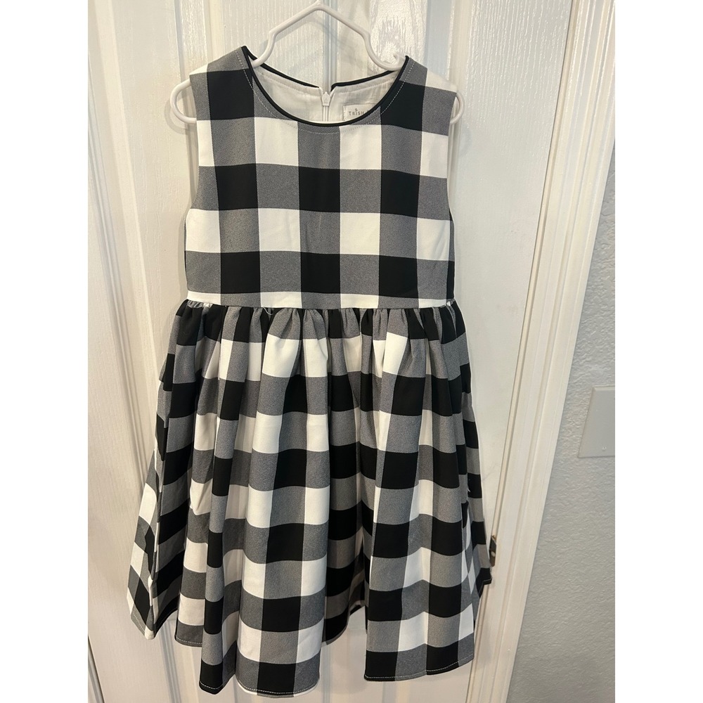 Trish Scully Dress Black White Buffalo Plaid Tulle Skirt Party Holiday Size 7